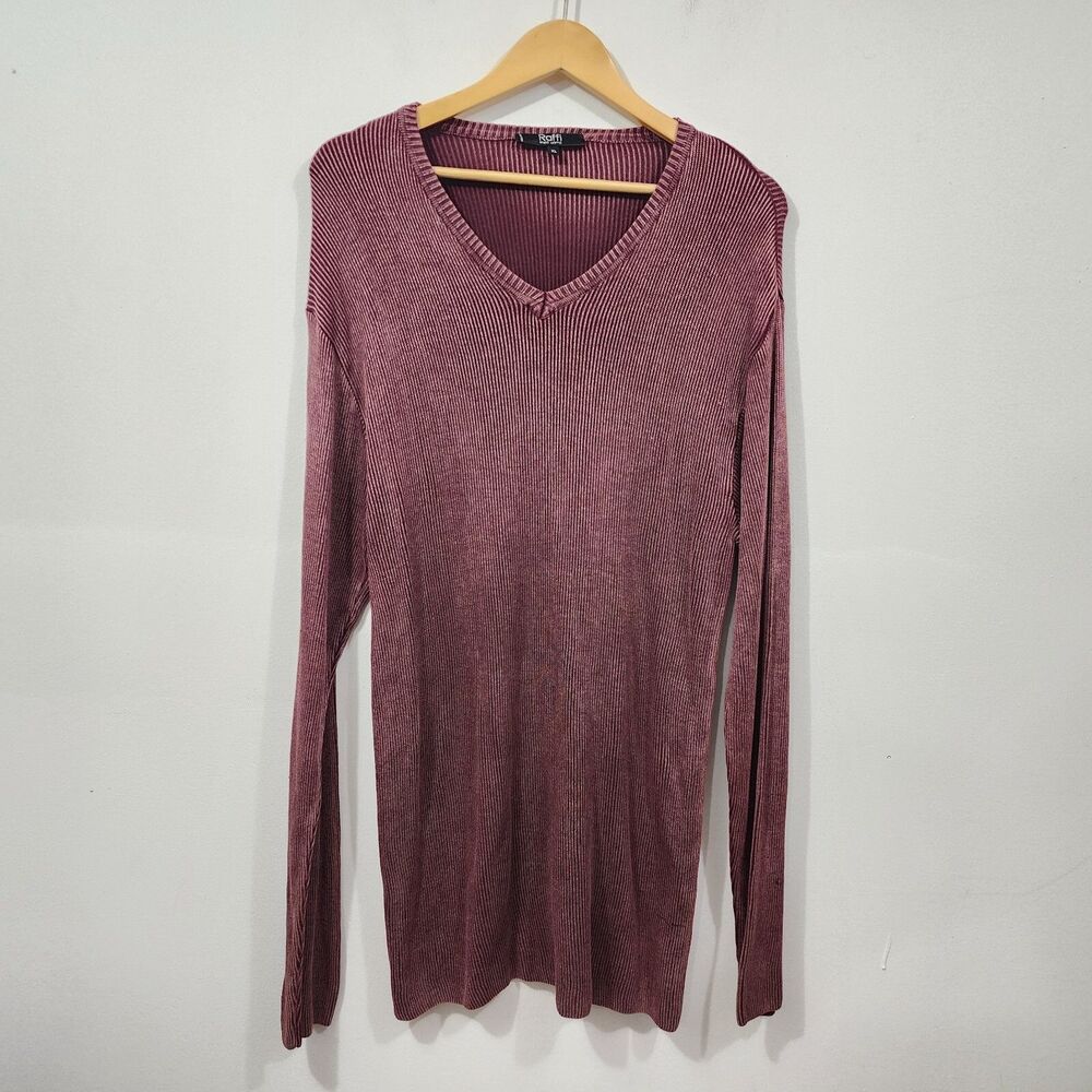 Raffi Linea Uomo Italian Cotton Modal Ribbed Full V-Neck Knit Sweater Mens XL